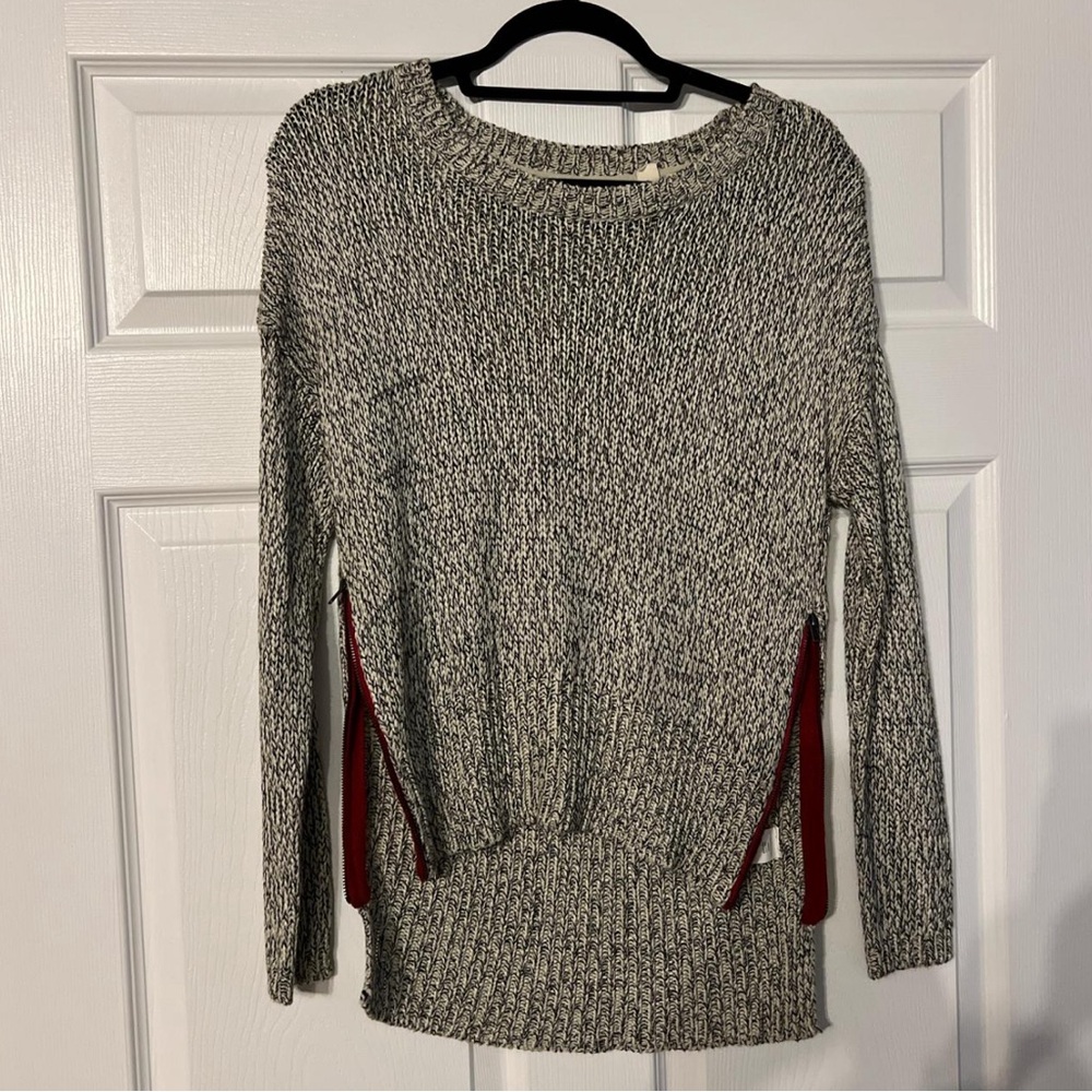 Women's Sweater with Red Zipper Accents